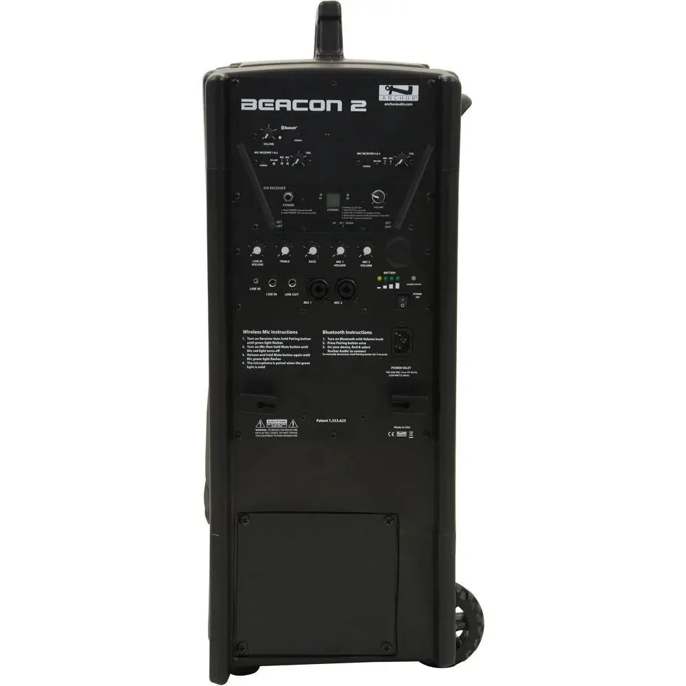 Anchor Audio BEA2-RU4 Beacon 2 Portable Line Array Tower with Bluetooth, AIR Receiver & Two Dual Mic Receivers - Image 2