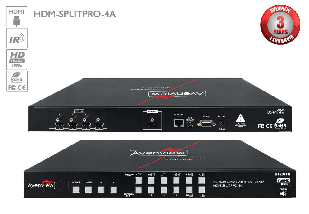 Avenview SPLITPRO 4x1 HDMI Quad MultiViewer