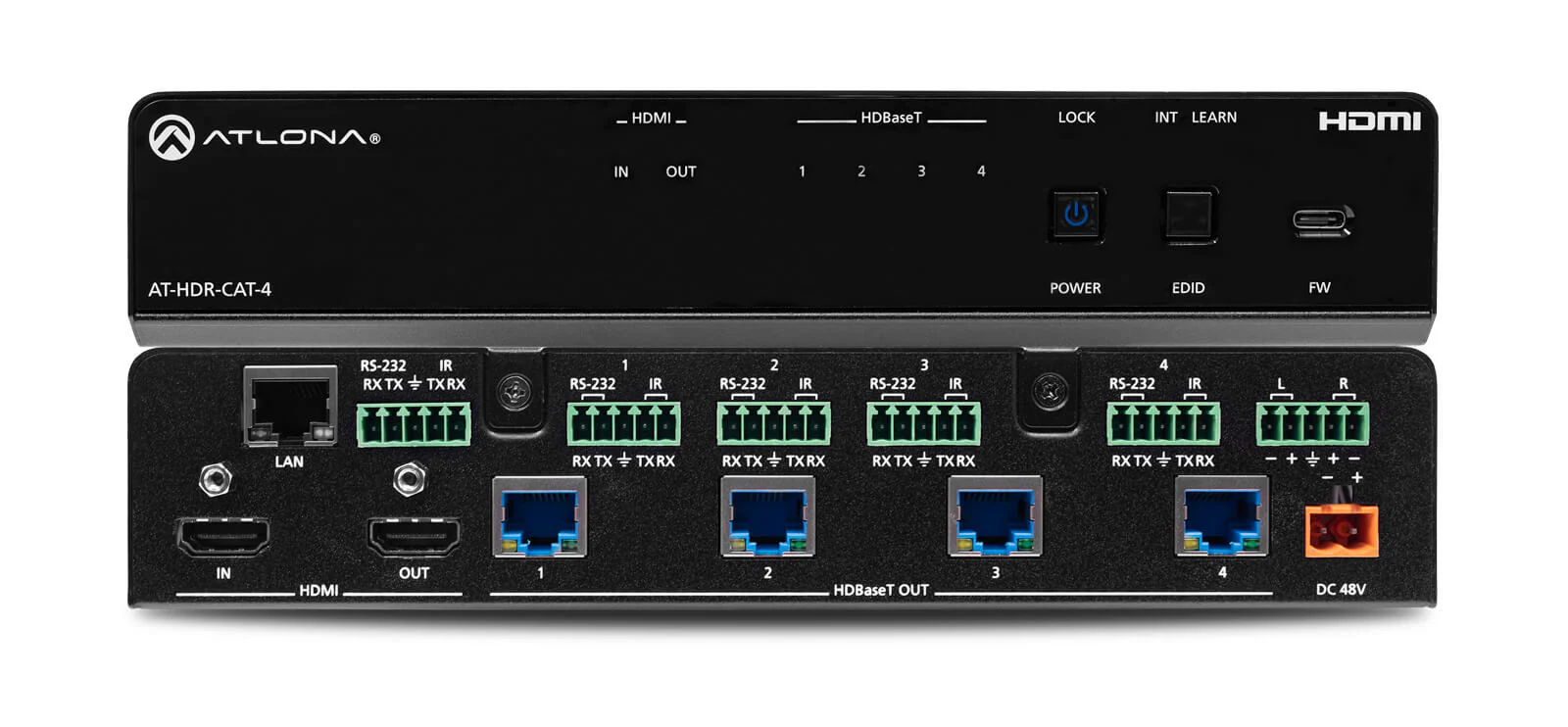 Four-Output 4K HDR HDBaseT Distribution Amplifier with Long Distance Extension