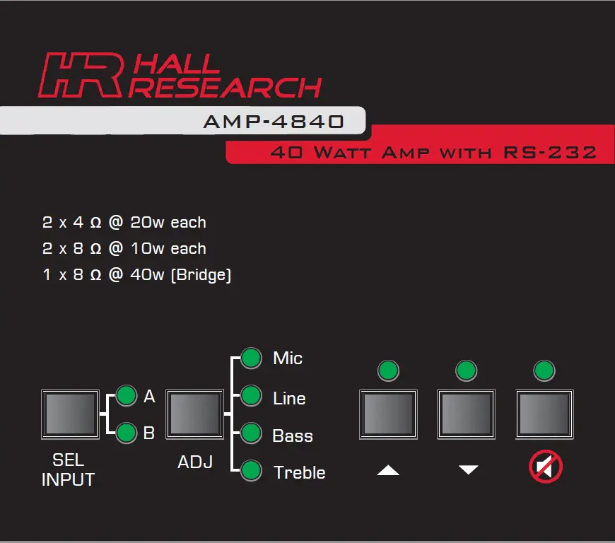 Hall Technologies 40 Watt Audio Amplifier with Microphone Mixer - Image 3