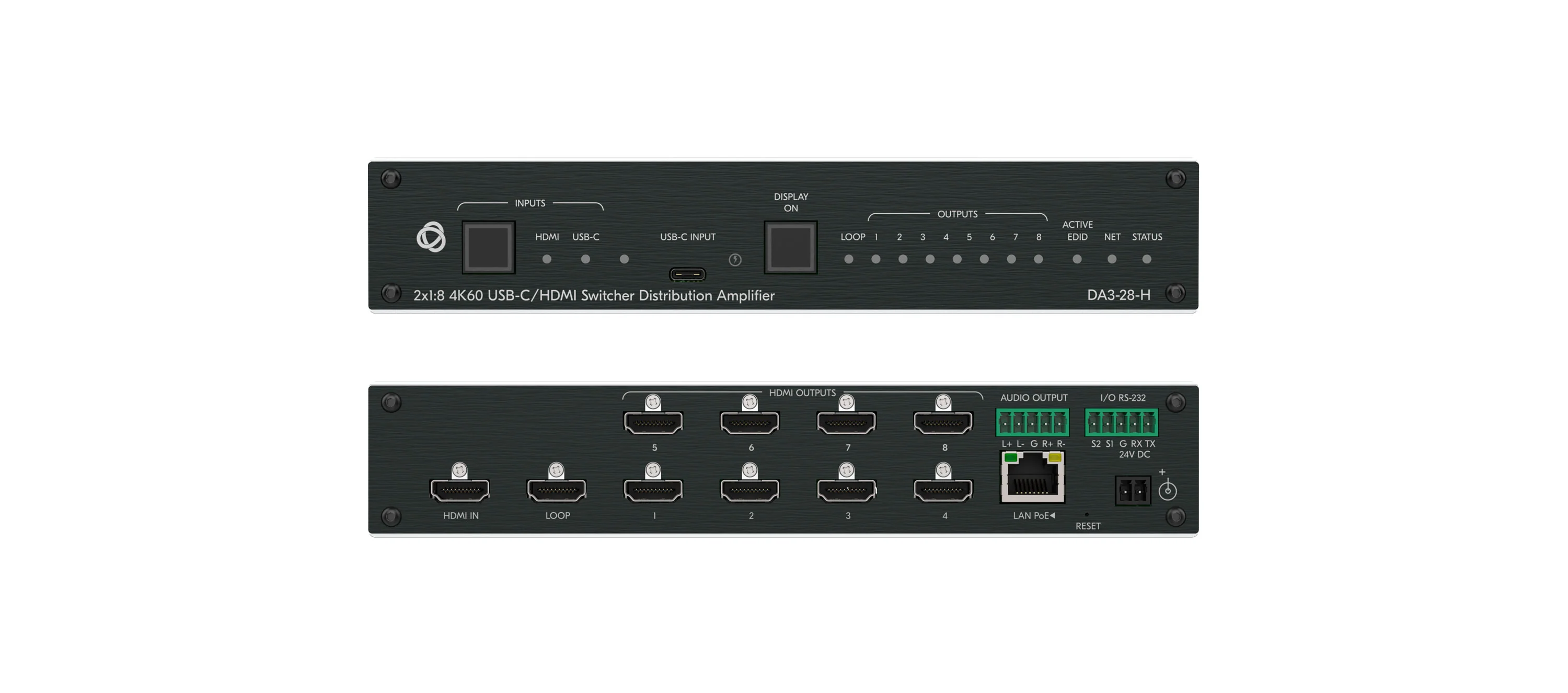 Kramer DA3-28-H 2:8 4K HDR HDMI Distribution Amplifier and Switcher