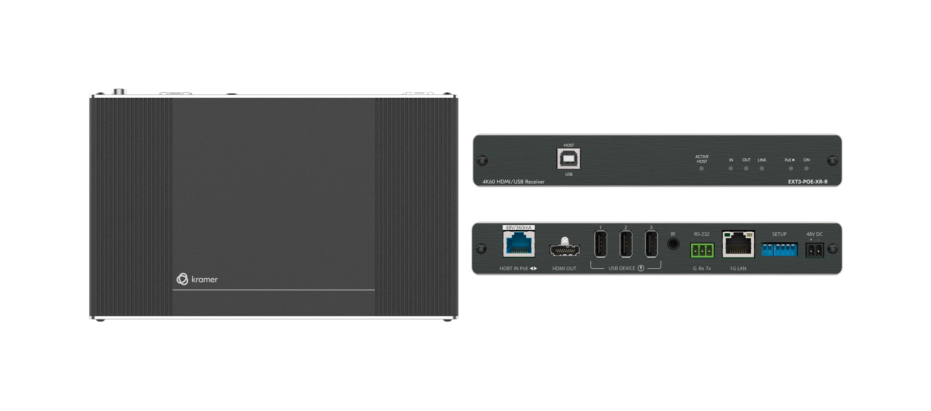Kramer EXT3-POE-XR-R 4K60 HDBaseT 3.0 Receiver with Bidirectional PoE