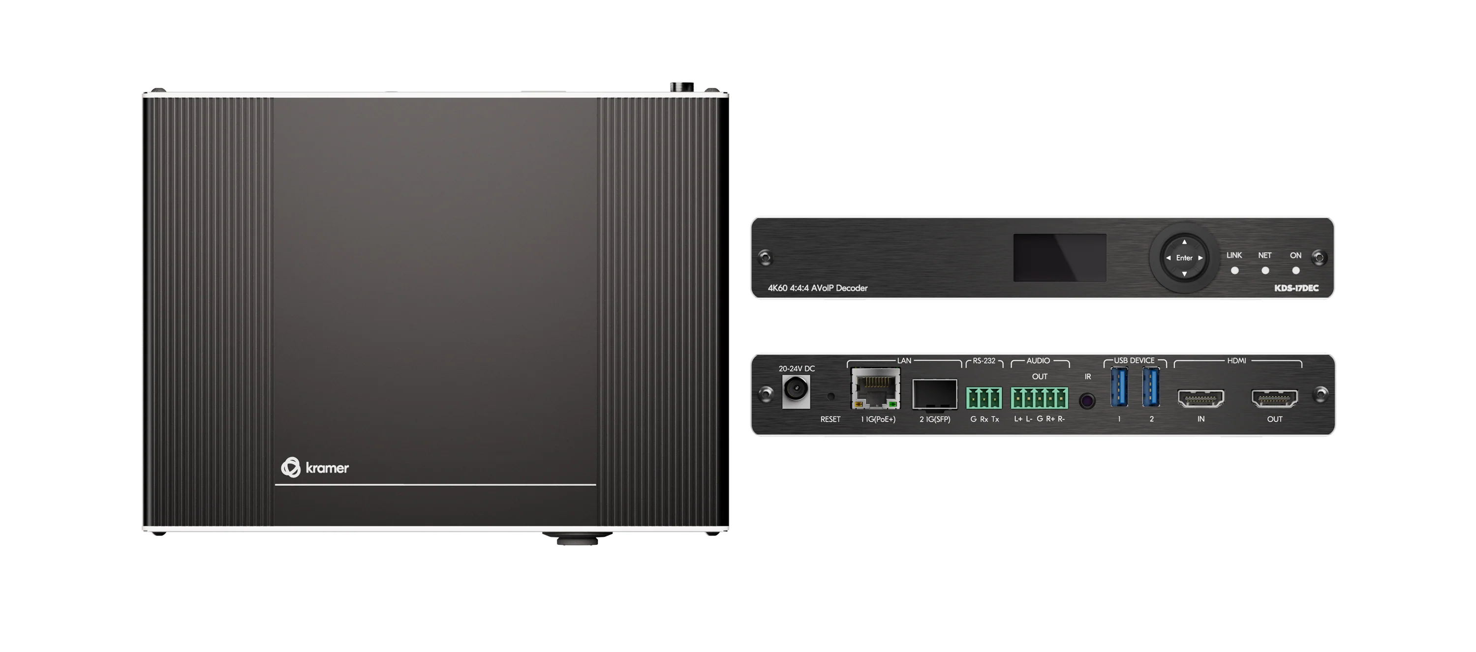 Kramer KDS-17DEC 4K60 4:4:4 AVoIP Decoder with Dante Audio Support