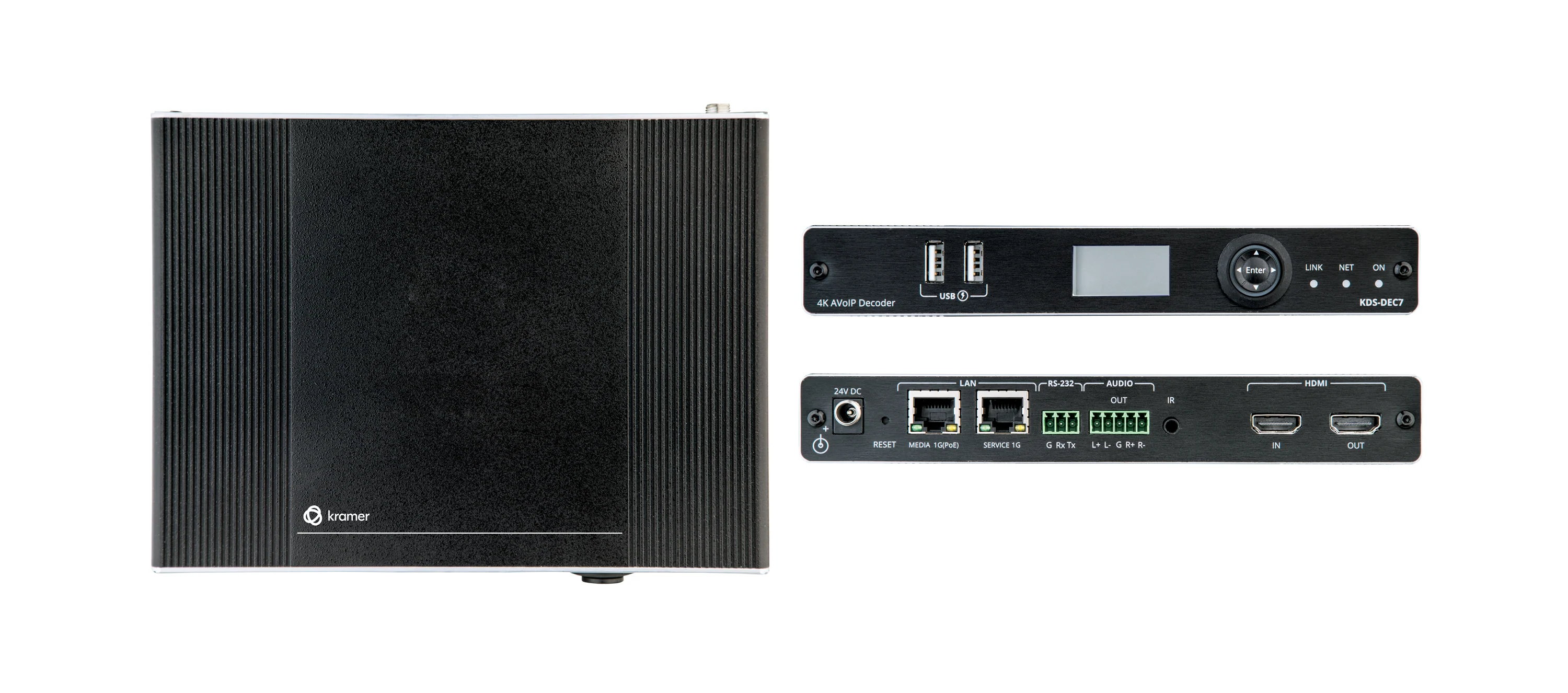 Kramer KDS-DEC7 High-Performance 4K AVoIP Decoder for 1G Networks