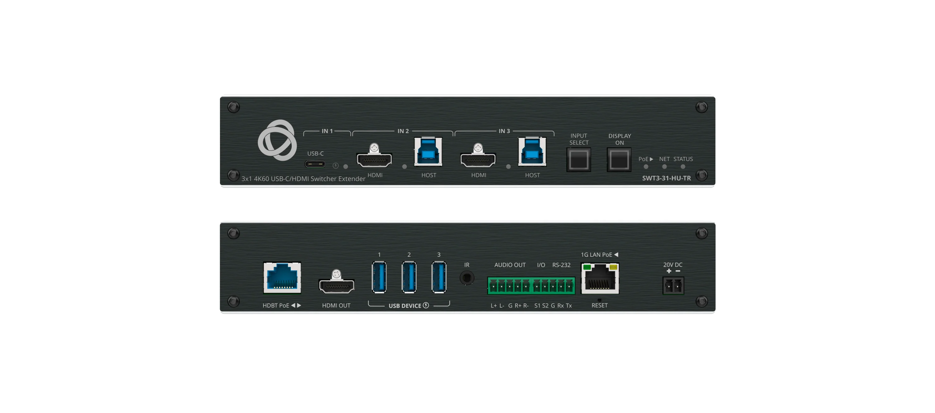 Kramer SWT3-31-HU-TR 3x1 4K60 USB-C/HDMI Switcher Extender
