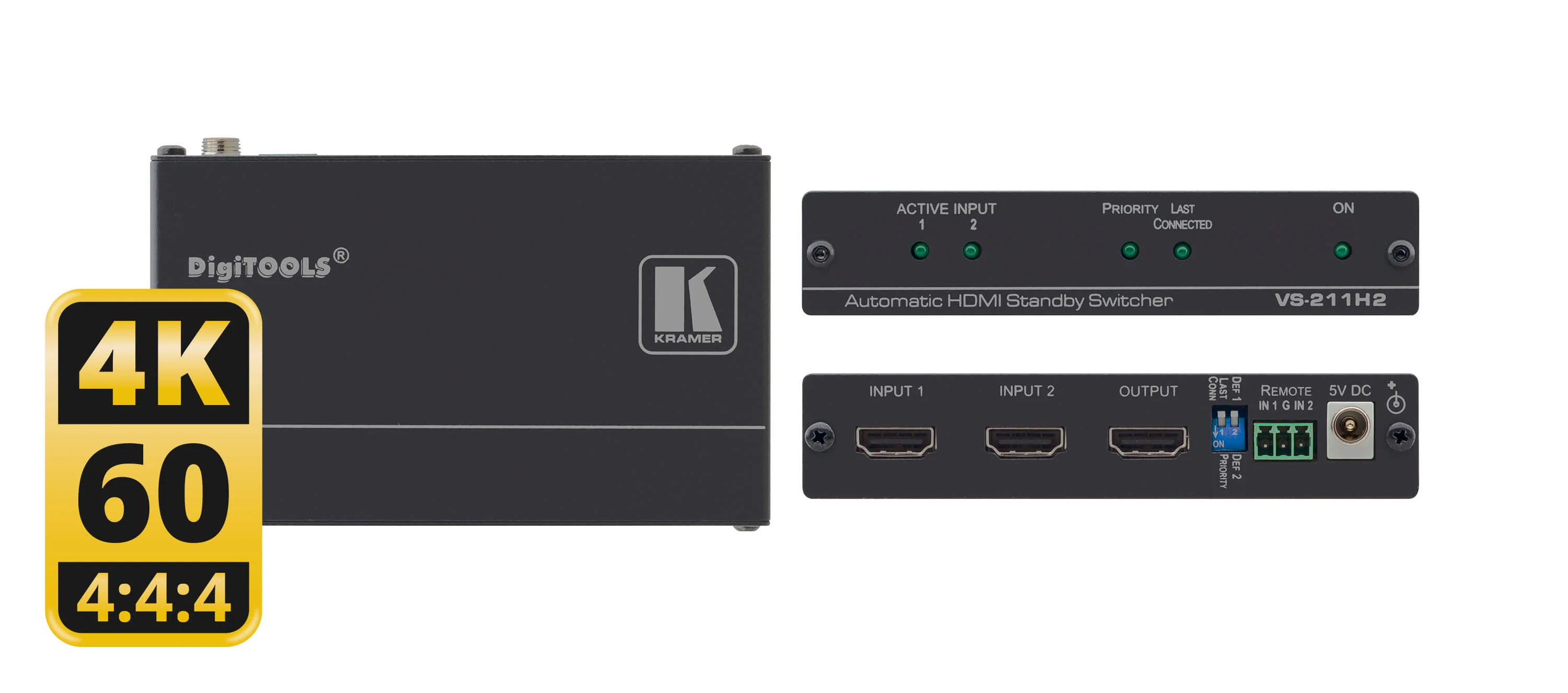 Kramer VS-211H2 2x1 4K HDR HDMI Auto Switcher 4K@60Hz