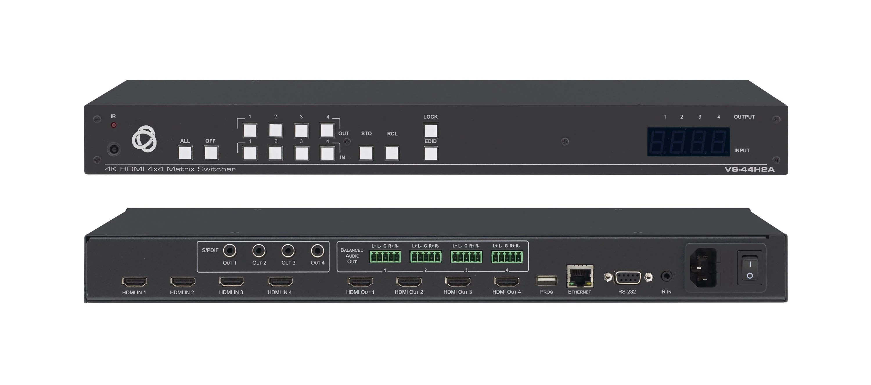 Kramer VS-44H2A 4x4 4K HDR HDMI Matrix Switcher Audio De-embedding