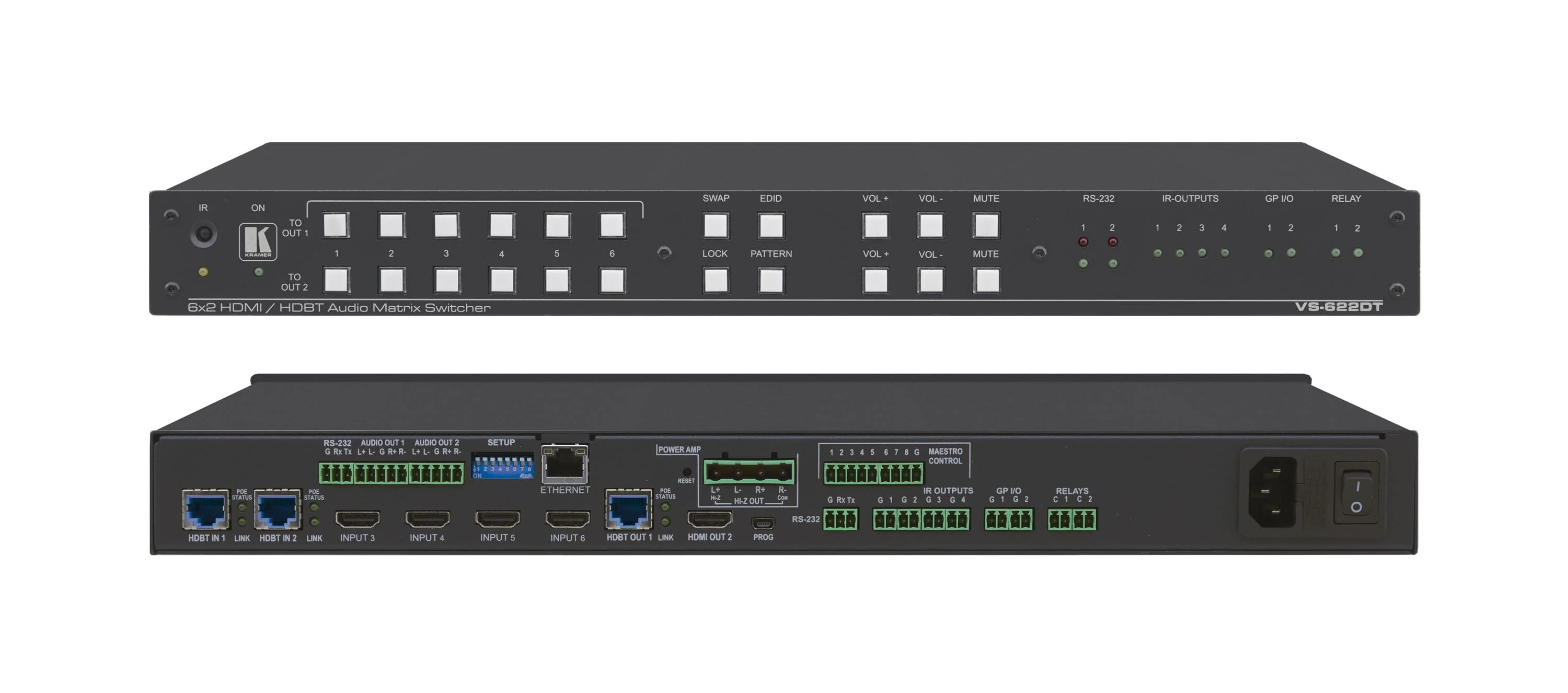 Kramer VS-622DT 6x2 4K60 Presentation System with Room Automation
