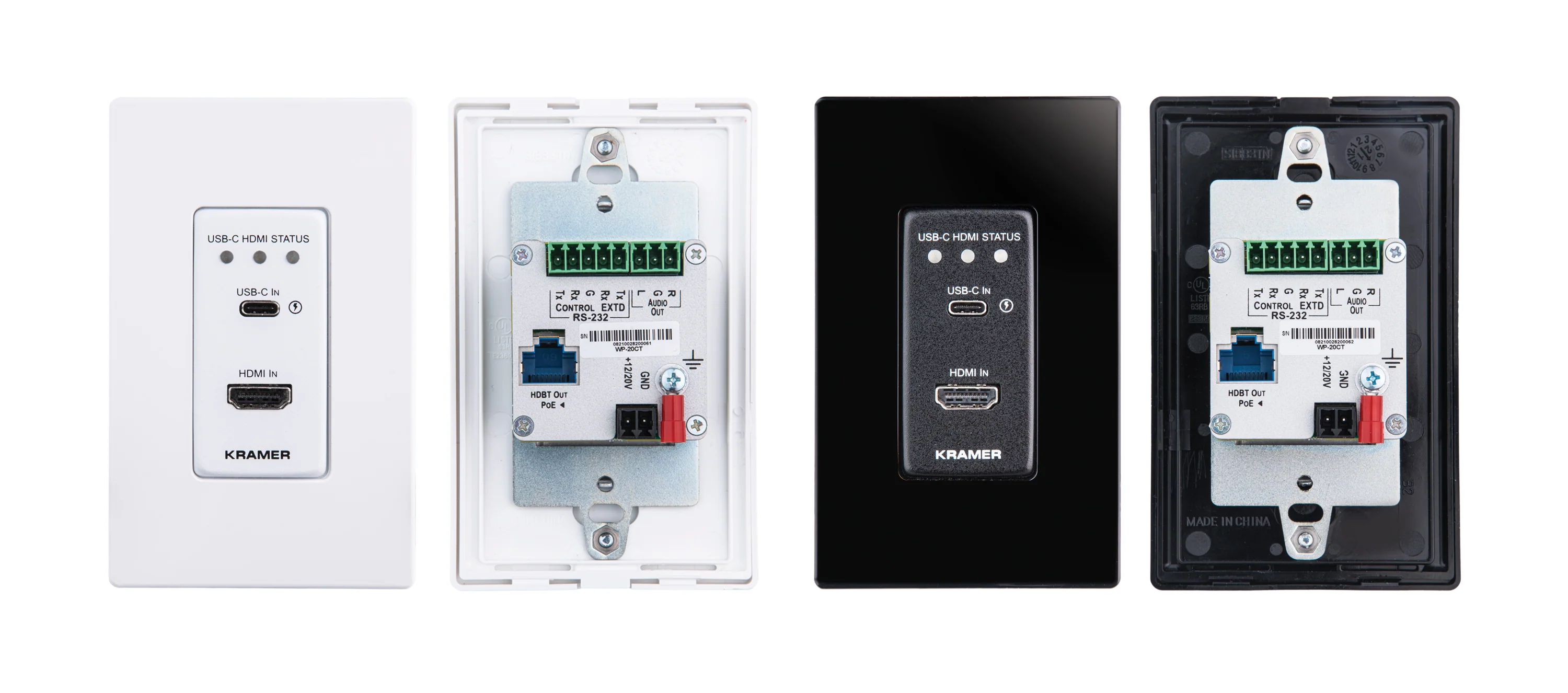 Kramer WP-20CT 4K60 HDMI USB-C HDBaseT Wall-Plate Auto Switcher Transmitter