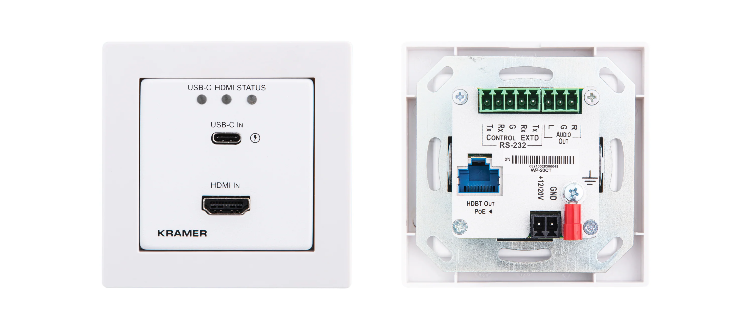Kramer WP-20CT 4K60 HDMI USB-C HDBaseT Wall-Plate Auto Switcher Transmitter - Image 3