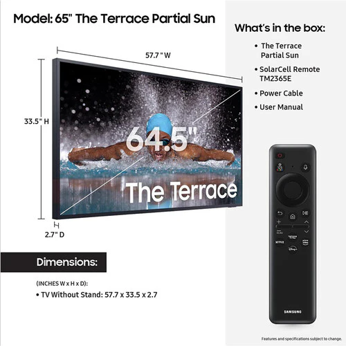 Samsung 65 Inch The Terrace QLED 4K Outdoor Smart TV - Image 3