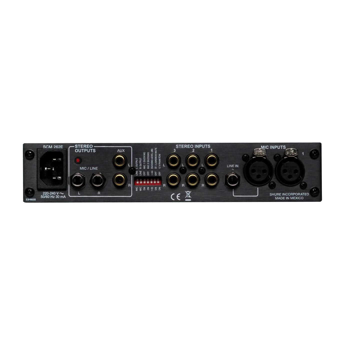 Shure SCM262 Stereo Microphone Mixer with Ducking and Phantom Power - Image 2