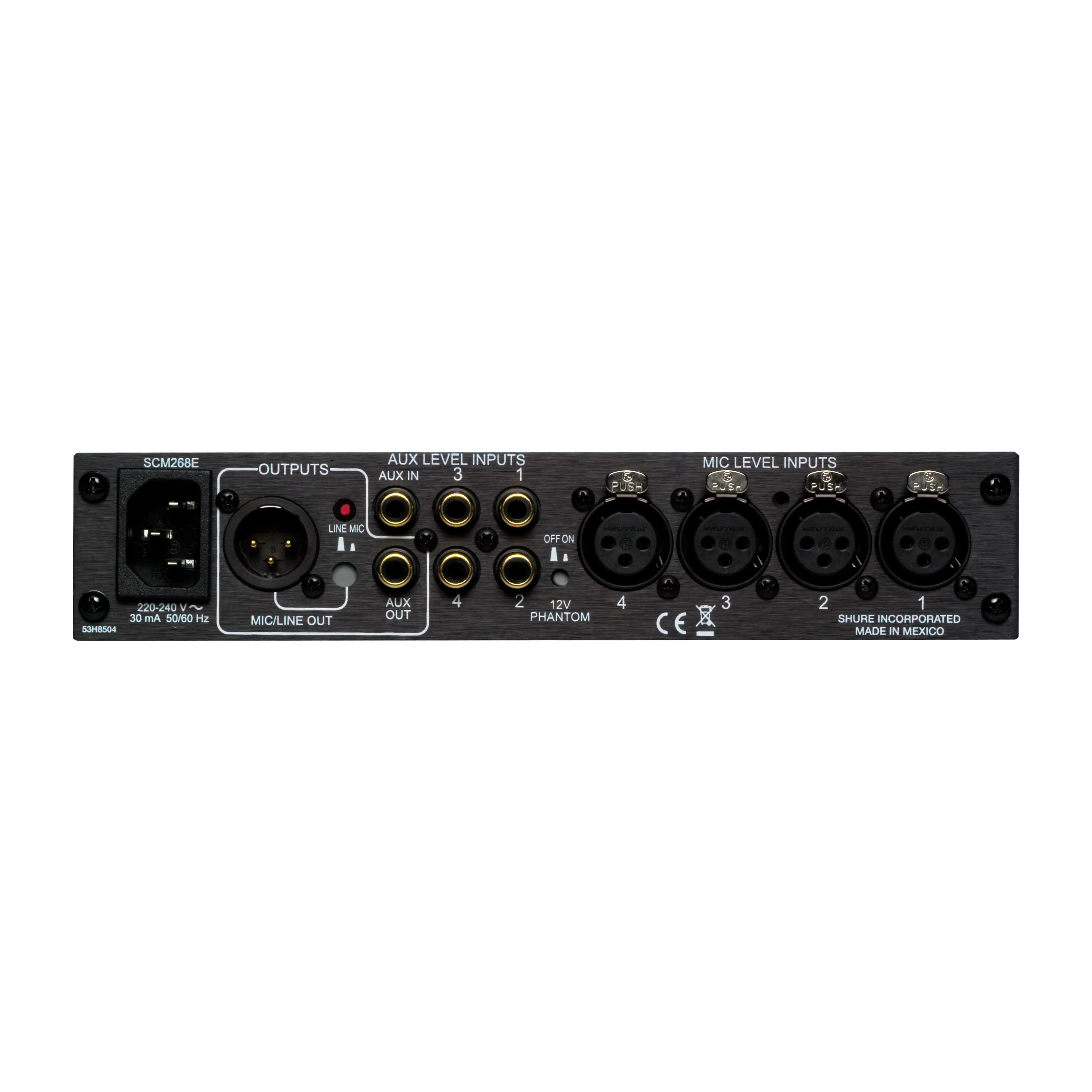 Shure SCM268 4-Channel Transformer Balanced Microphone Mixer with Phantom Power - Image 2