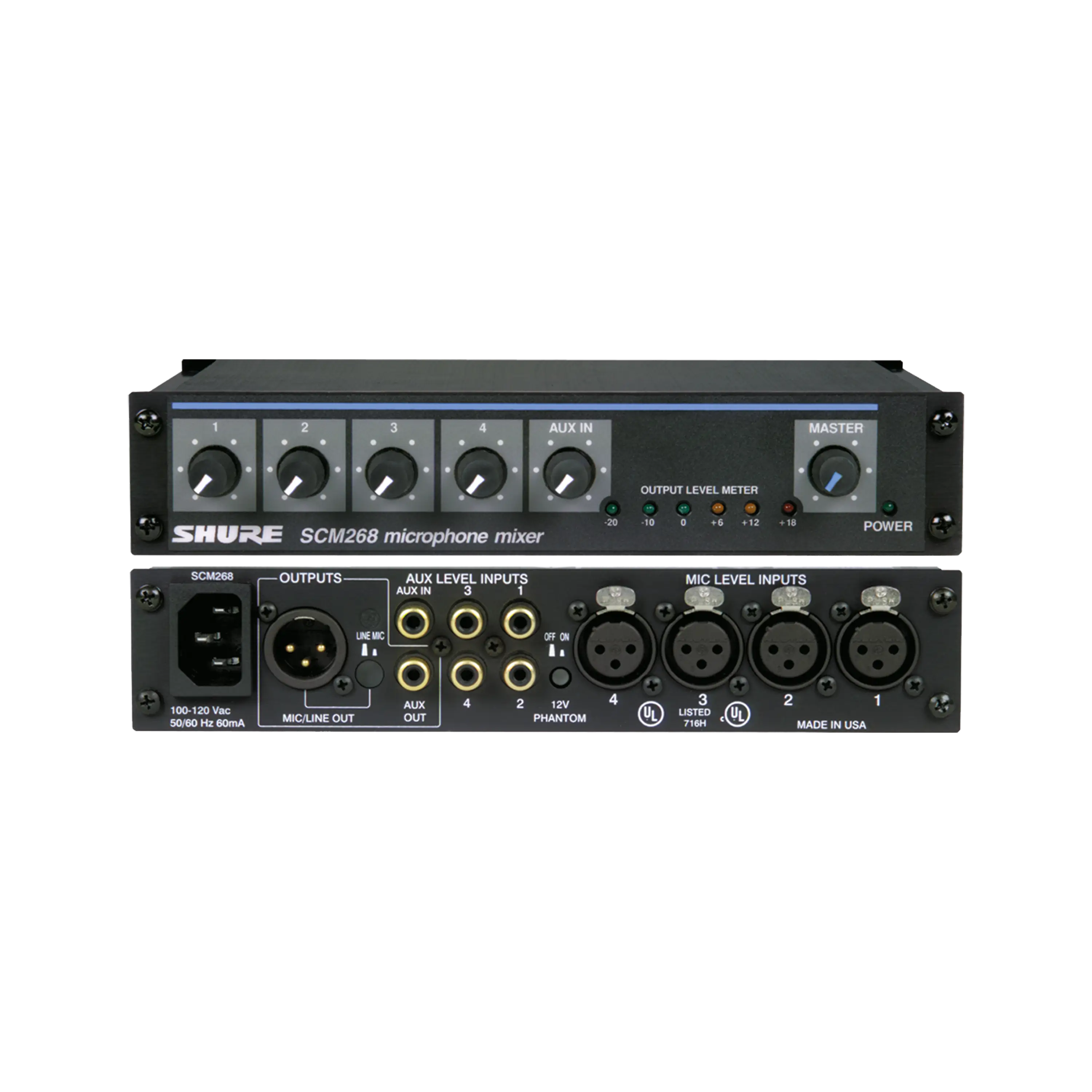 Shure SCM268 4-Channel Transformer Balanced Microphone Mixer with Phantom Power - Image 3