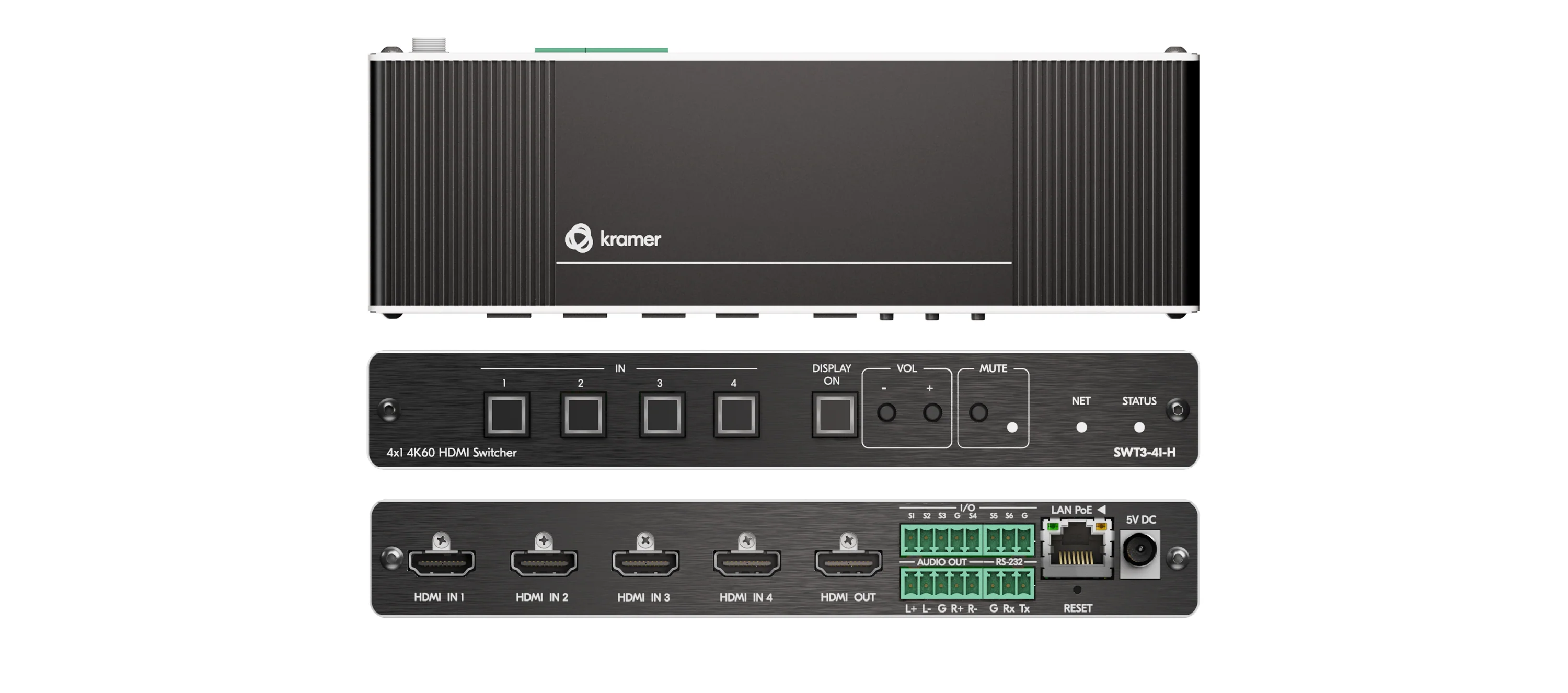 SWT3-41-H 4K60 4x1 HDMI Auto Switcher with Remote IP Control