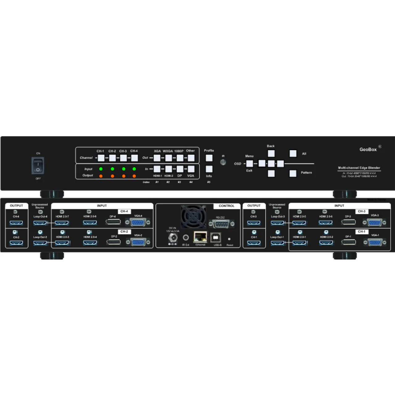 VigilLink GeoBox M804ex 4-Channel 8K30 HDMI Edge Blending Mapping Processor